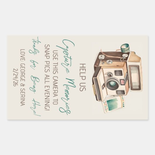 ヴィンテージカメラの使い捨てカメラ使用説明 長方形シール (正面)