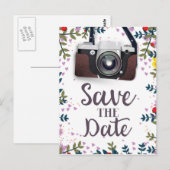 ヴィンテージカメラのSave the Date ポストカード (正面/裏面)