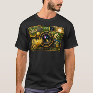 ヴィンテージカメラをテーマにした鮮やかなピックルボールデザイン Tシャツ