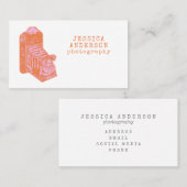 ヴィンテージカメラオレンジピンクロゴフォトグラファー 名刺 (正面/裏面)