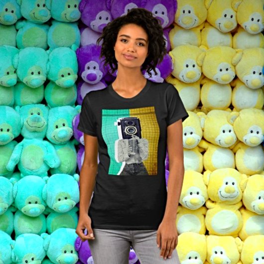 ヴィンテージカメラガール芸術的- Collage Tシャツ