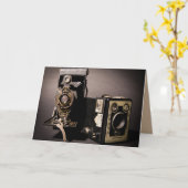 ヴィンテージカメラグリーティングカード カード (黄色い花)