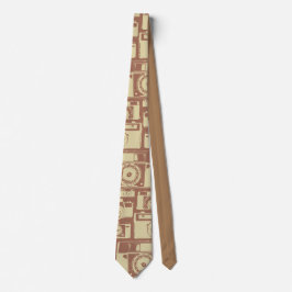 ヴィンテージカメラパターン（茶色） ネクタイ
