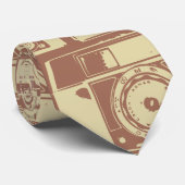 ヴィンテージカメラパターン(茶色) ネクタイ (ロール)