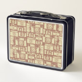 ヴィンテージカメラパターン（茶色） メタルランチボックス (裏面)