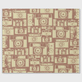 ヴィンテージカメラパターン（茶色） ラッピングペーパー (フラット)