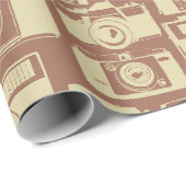 ヴィンテージカメラパターン（茶色） ラッピングペーパー (ロールコーナー)