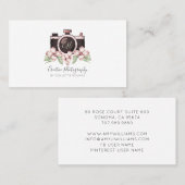 ヴィンテージカメラピンクグレー花模様写真家 名刺 (正面/裏面)