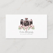 ヴィンテージカメラピンクグレー花模様写真家 名刺 (正面)