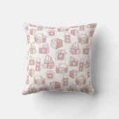 ヴィンテージカメラレトロパターン(白/ピンク) クッション (裏面)