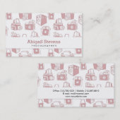 ヴィンテージカメラレトロパターン（白/ピンク） 名刺 (正面/裏面)