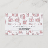 ヴィンテージカメラレトロパターン（白/ピンク） 名刺 (裏面)