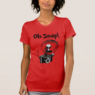 ヴィンテージカメラ付きオカッコいいスナップ Tシャツ