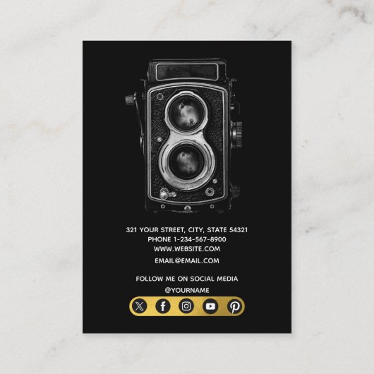 ヴィンテージカメラ写真ソーシャルメディアのアイコン 名刺 (裏面)