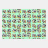 ヴィンテージカメラ及びビデオレコーダレトロ誕生日 ラッピングペーパーシート (正面3)