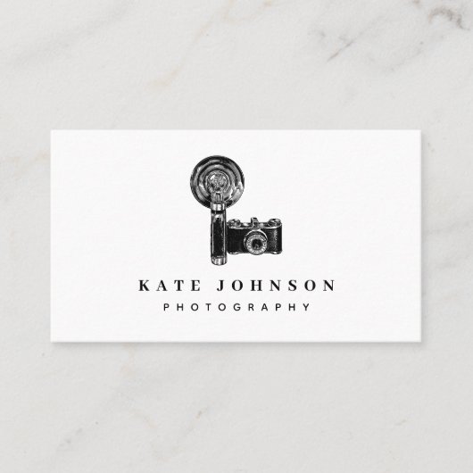ヴィンテージカメラ撮影ソーシャルメディアQRコード 名刺 (正面)