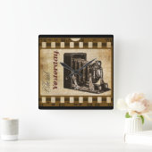 ヴィンテージカメラ撮影フィルム スクエア壁時計 (ホーム)