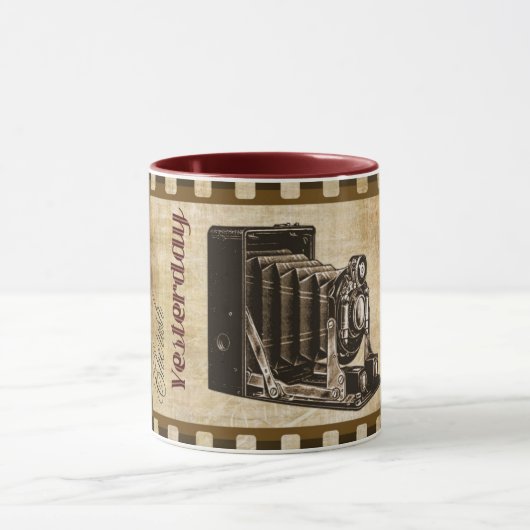 ヴィンテージカメラ撮影映画ノスタルジアの思い出 マグカップ (中央)