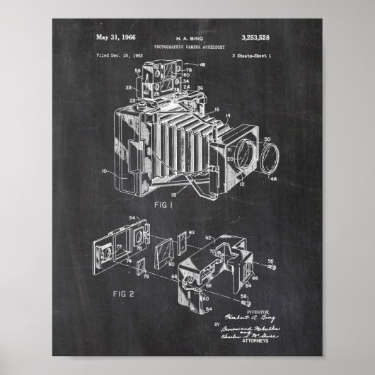 ヴィンテージカメラ特許ポスターシャルボード背景 ポスター (正面)