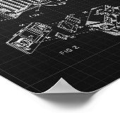 ヴィンテージカメラ特許ポスターブラックグリッド背景 ポスター (角)