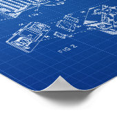 ヴィンテージカメラ特許ポスター青写真の背景 ポスター (角)