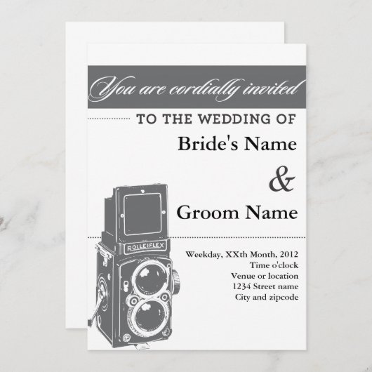 ヴィンテージカメラ結婚式招待状 招待状 (正面/裏面)