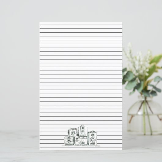 ヴィンテージカメラ黒線文房具 (スタンド正面)