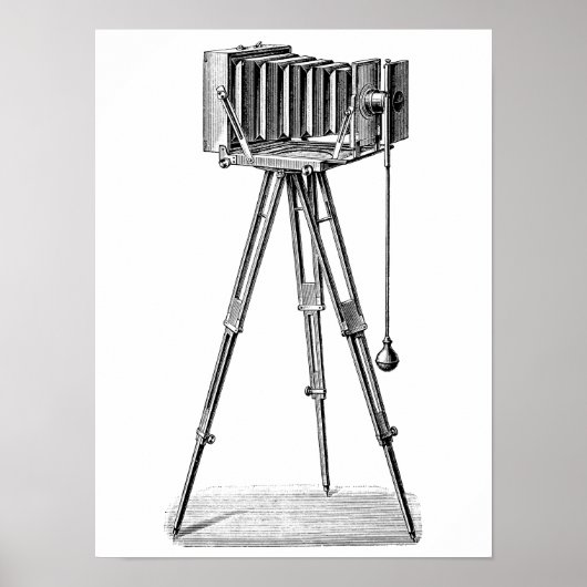 ヴィンテージカメラ – アンティークカメラ撮影ブラック ポスター (正面)