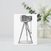ヴィンテージカメラ – アンティークカメラ撮影ブラック ポストカード (スタンド正面)