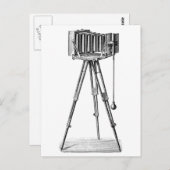 ヴィンテージカメラ – アンティークカメラ撮影ブラック ポストカード (正面/裏面)
