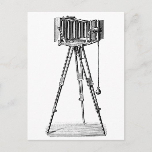 ヴィンテージカメラ – アンティークカメラ撮影ブラック ポストカード (正面)
