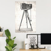 ヴィンテージカメラ – アンティークカメラ撮影レトロ ポスター (ホームオフィス)