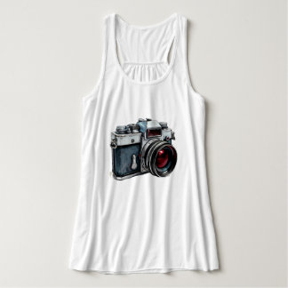 ヴィンテージカメラ グラフィックTシャツ - レトロな写真 タンクトップ