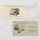 ヴィンテージカメラ&フラワーウォーターカラー撮影BU 名刺 (正面/裏面)