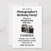 ヴィンテージカメラ 楽しい写真家 誕生日パーティー 招待状 (正面)