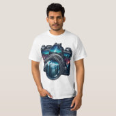 ヴィンテージカメラ 自然 二重露光 イラスト Tシャツ (正面フル)
