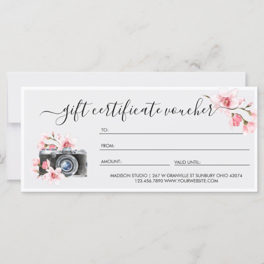 ヴィンテージカメラ&花模様写真商品券 (裏面)