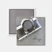 ヴィンテージカメラChalkboard Square Magnet マグネット (正面/裏面)