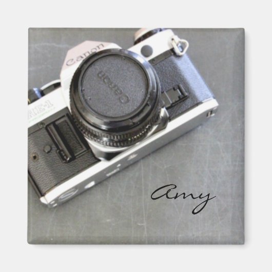 ヴィンテージカメラChalkboard Square Magnet マグネット (正面)