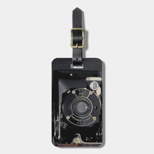 ヴィンテージカメラUSA折り畳みカメララゲージタグ ラゲッジタグ (正面縦)