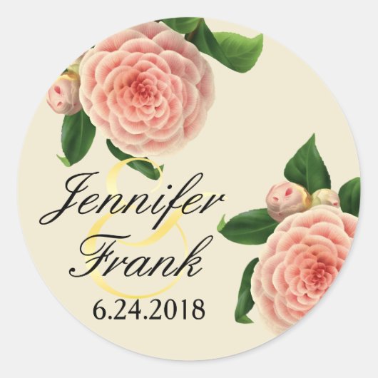 ヴィンテージカメリアボタニカル ラウンドシール (正面)