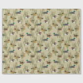 ヴィンテージカモがベージュのカタイルに隠れる ラッピングペーパー (フラット)