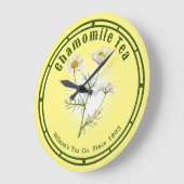 ヴィンテージカモミールハーブ植物芸術 ラージ壁時計 (傾斜)