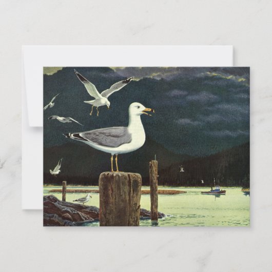 ヴィンテージカモメの止まった桟橋、海鳥の動物 (正面)