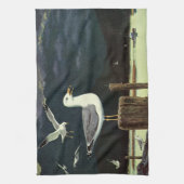 ヴィンテージカモメの止まった桟橋、海鳥の動物 キッチンタオル (縦)