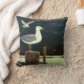 ヴィンテージカモメの止まった桟橋、海鳥の動物 クッション (ブランケット)