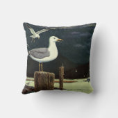 ヴィンテージカモメの止まった桟橋、海鳥の動物 クッション (裏面)
