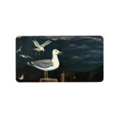 ヴィンテージカモメの止まった桟橋、海鳥の動物 ラベル (正面)