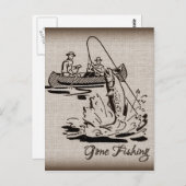 ヴィンテージカヤック・カヌー フィッシング ゴーン フィッシング ポストカード (正面/裏面)