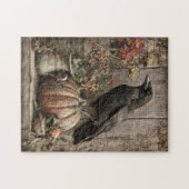 ヴィンテージカラスとカボチャの静止寿命 ジグソーパズル (横)